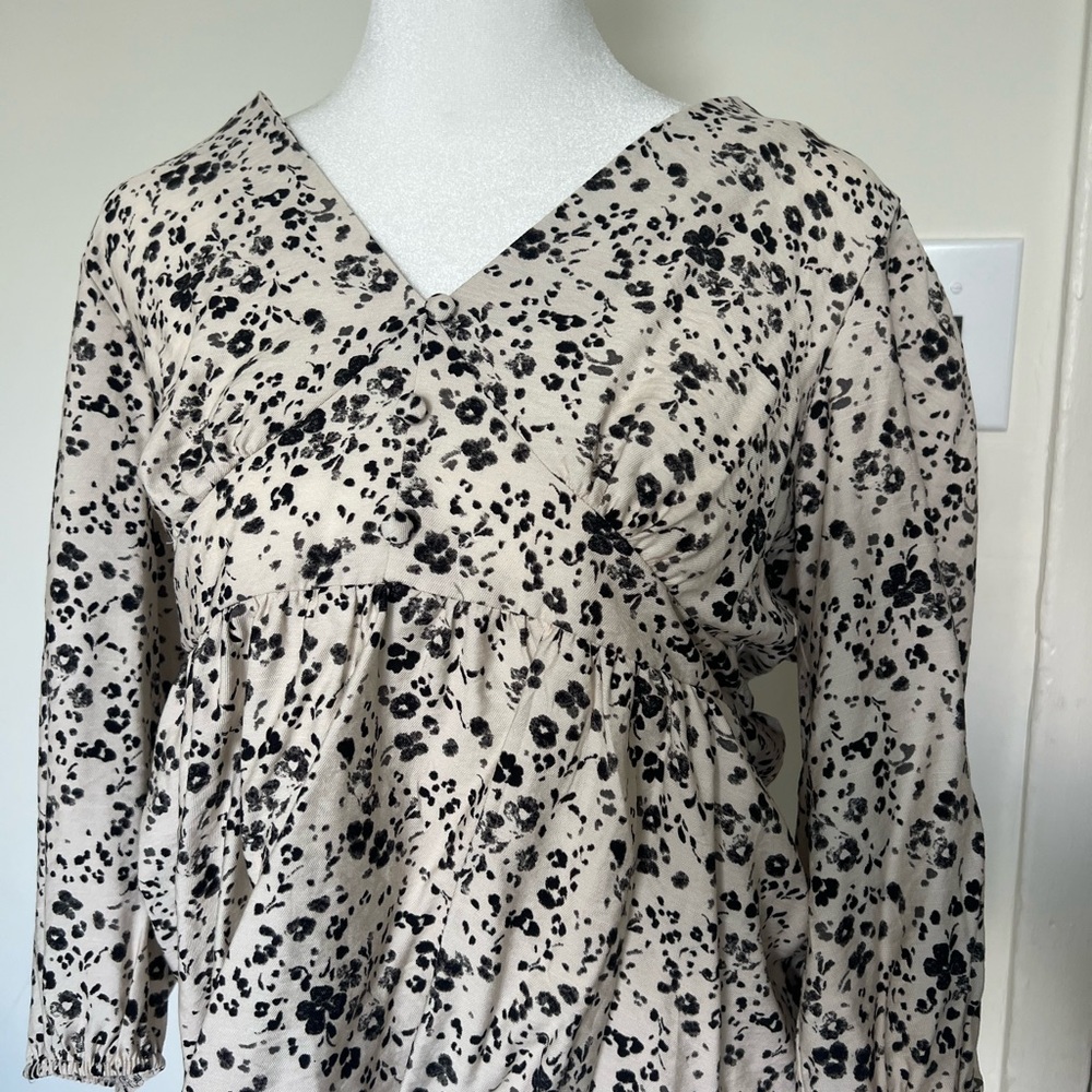 Floral Print Wrap Top